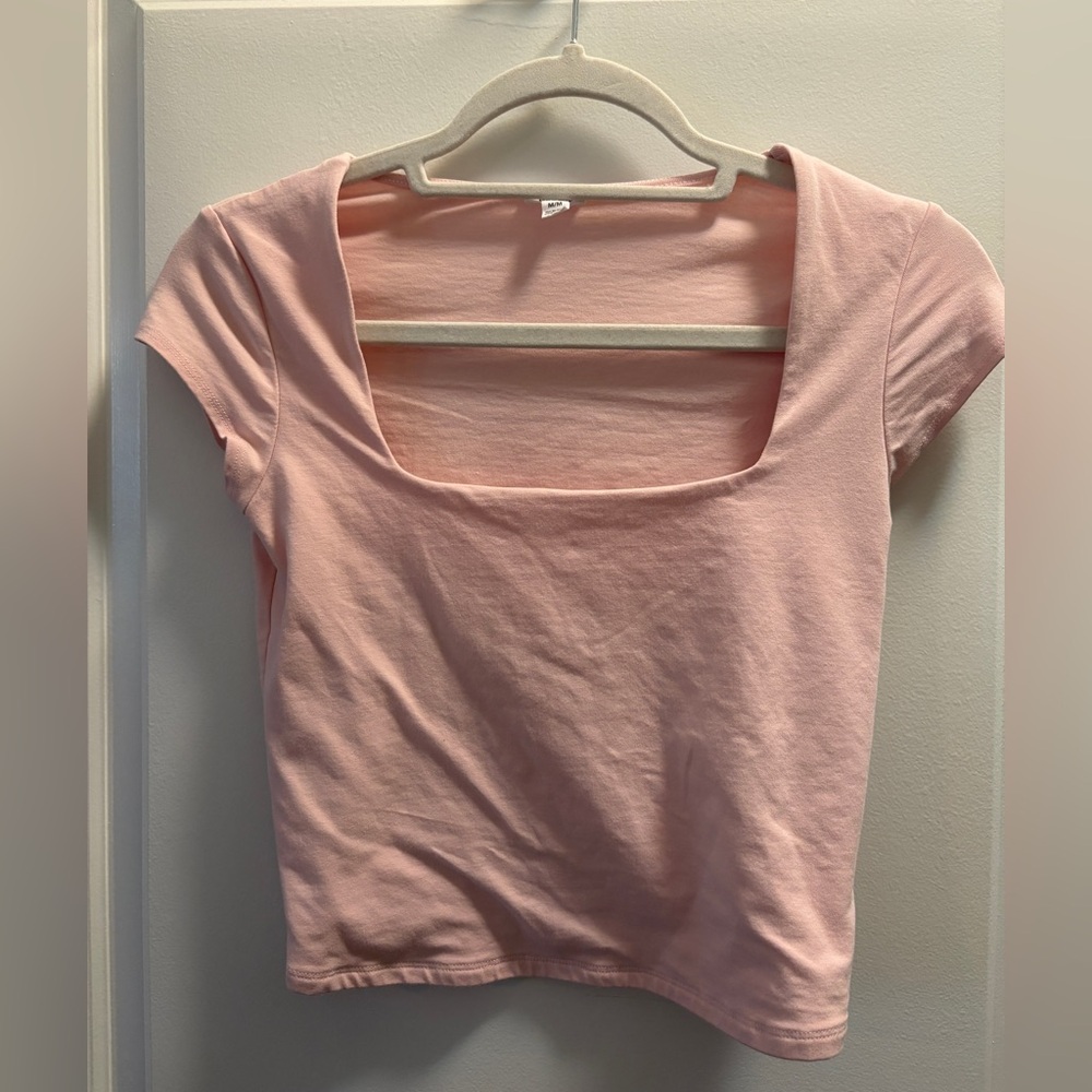 Garage Soft Pink Square Neck Short Sleeve Tee